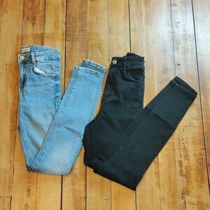 Zara Jeans Size 2 Blue Black Skinny Jeans Cotton Trafaluc Denim Collection Bundl